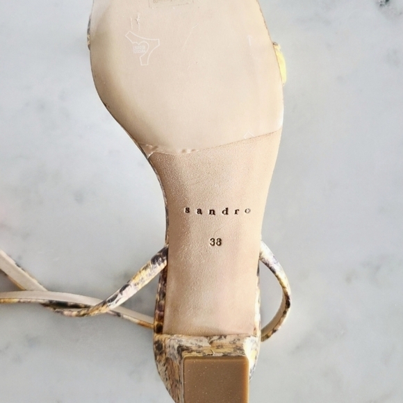 SANDRO Maeva Snake-Effect Leather Sandals, Size 8, Multicolor, NIB - Picture 9 of 12